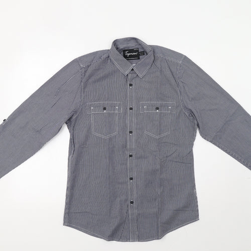 Topman Mens Blue Striped   Button-Up Size M