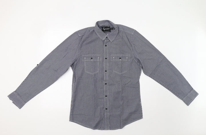 Topman Mens Blue Striped   Button-Up Size M