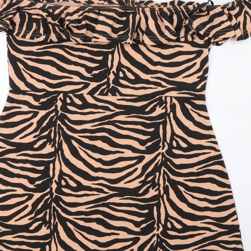 Missguided Womens Orange Animal Print  Bodycon  Size 16