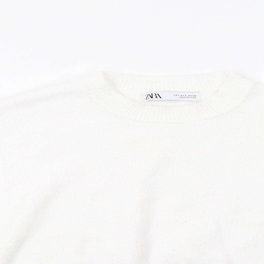 Zara Womens White   Pullover Jumper Size S  - Cropped