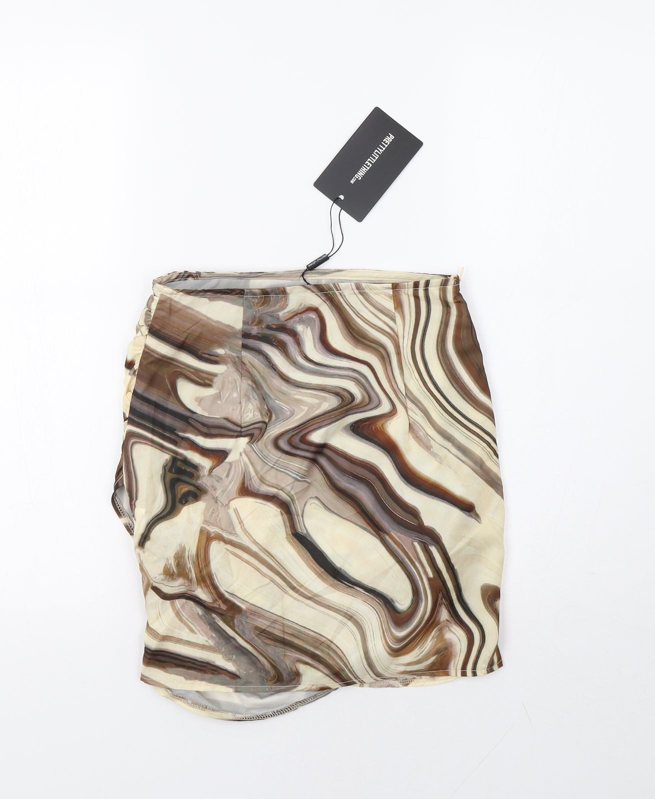 Pretty Little Thing Womens Beige Geometric  Mini Skirt Size 6