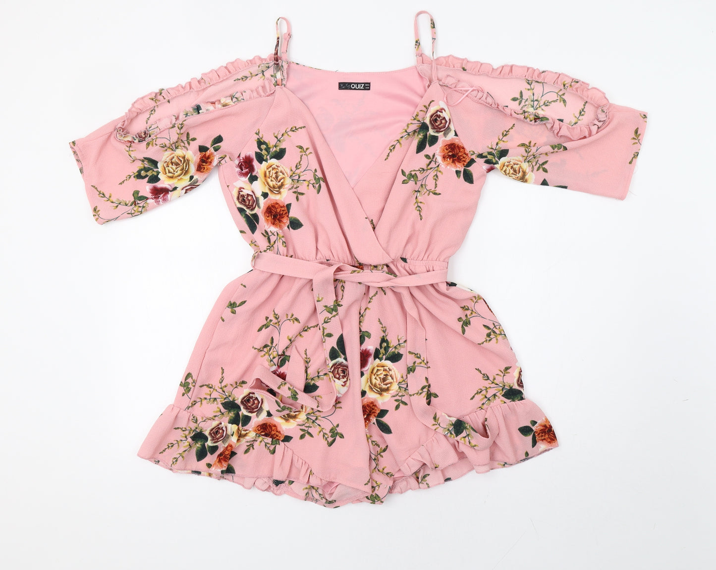 Quix Womens Pink Floral  Playsuit One-Piece Size 12