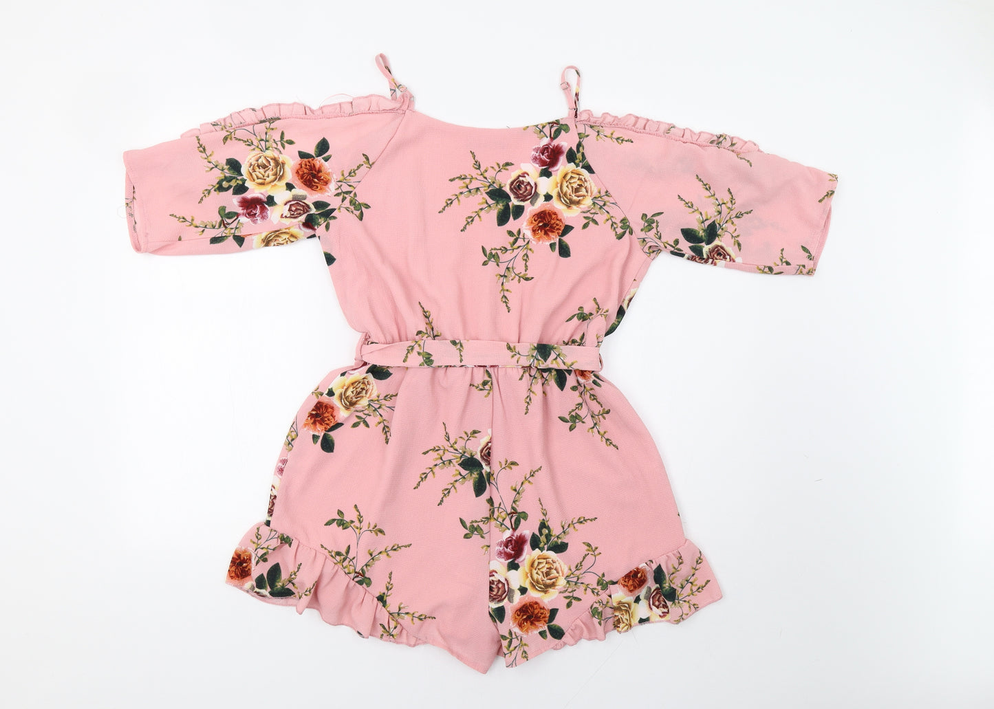 Quix Womens Pink Floral  Playsuit One-Piece Size 12