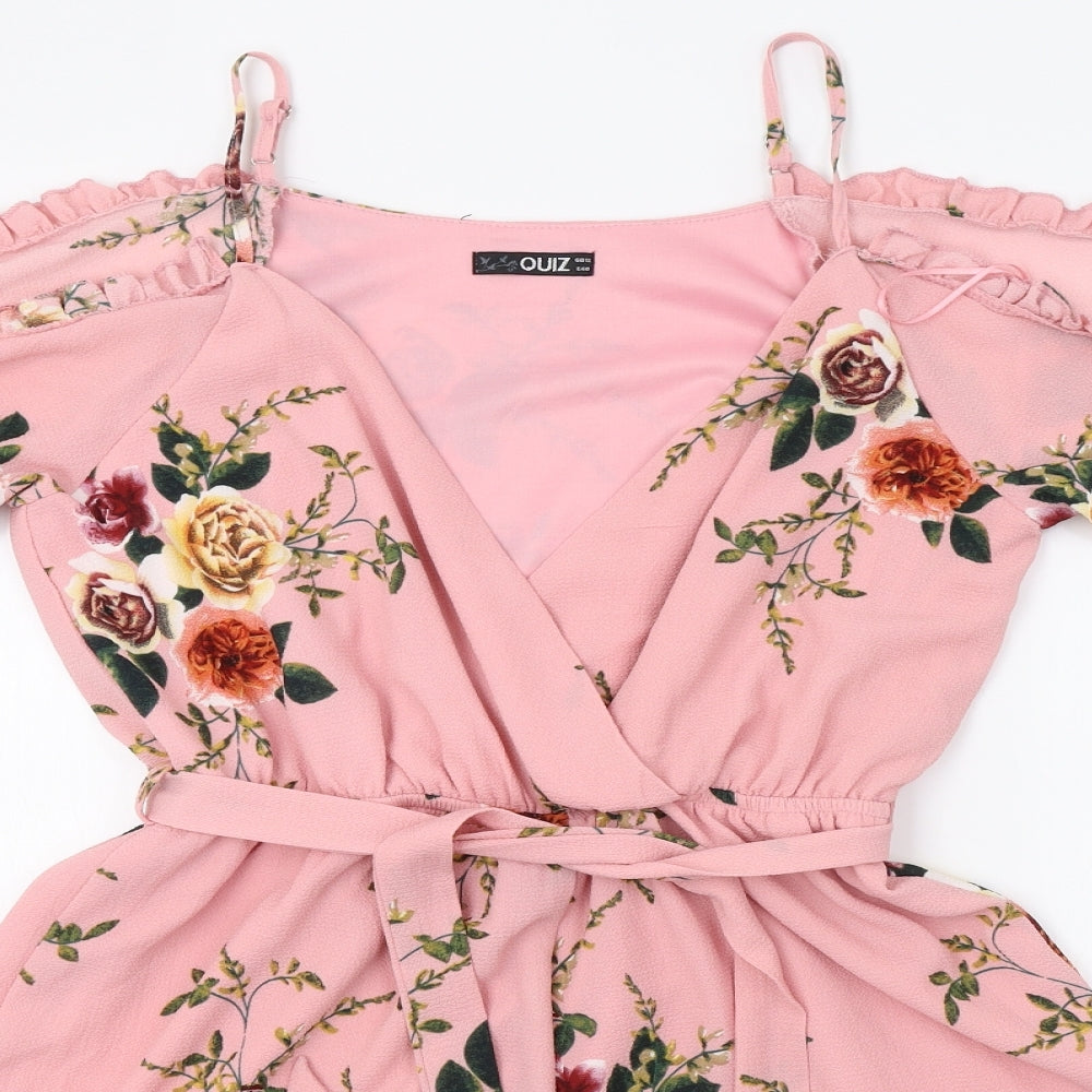 Quix Womens Pink Floral  Playsuit One-Piece Size 12