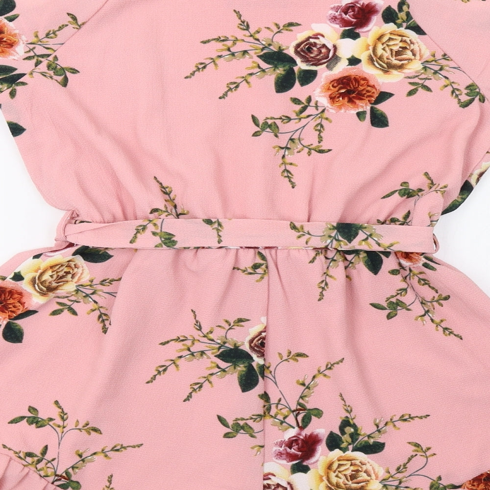 Quix Womens Pink Floral  Playsuit One-Piece Size 12