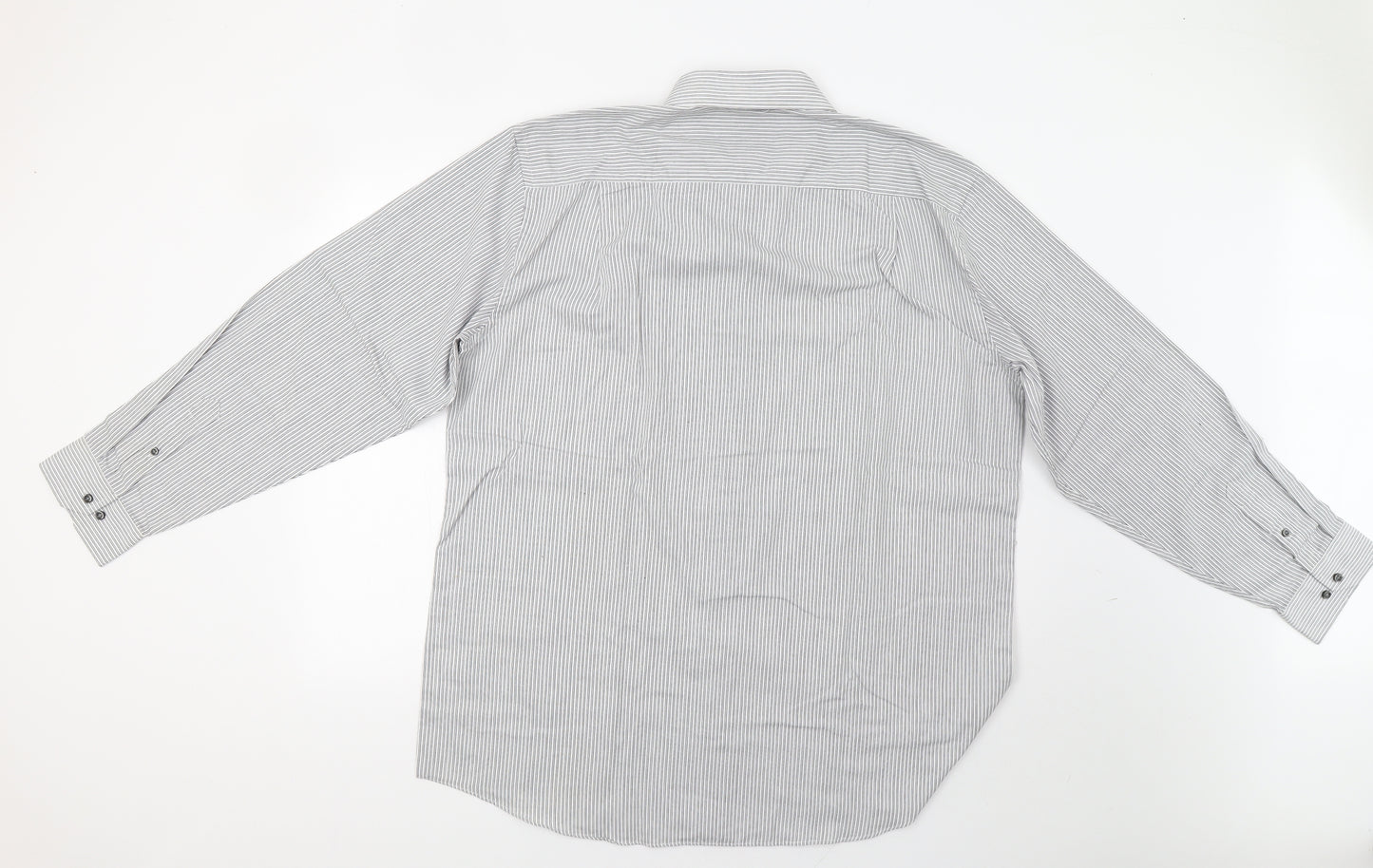 Taylor & Wright Mens Grey Striped   Dress Shirt Size 17.5