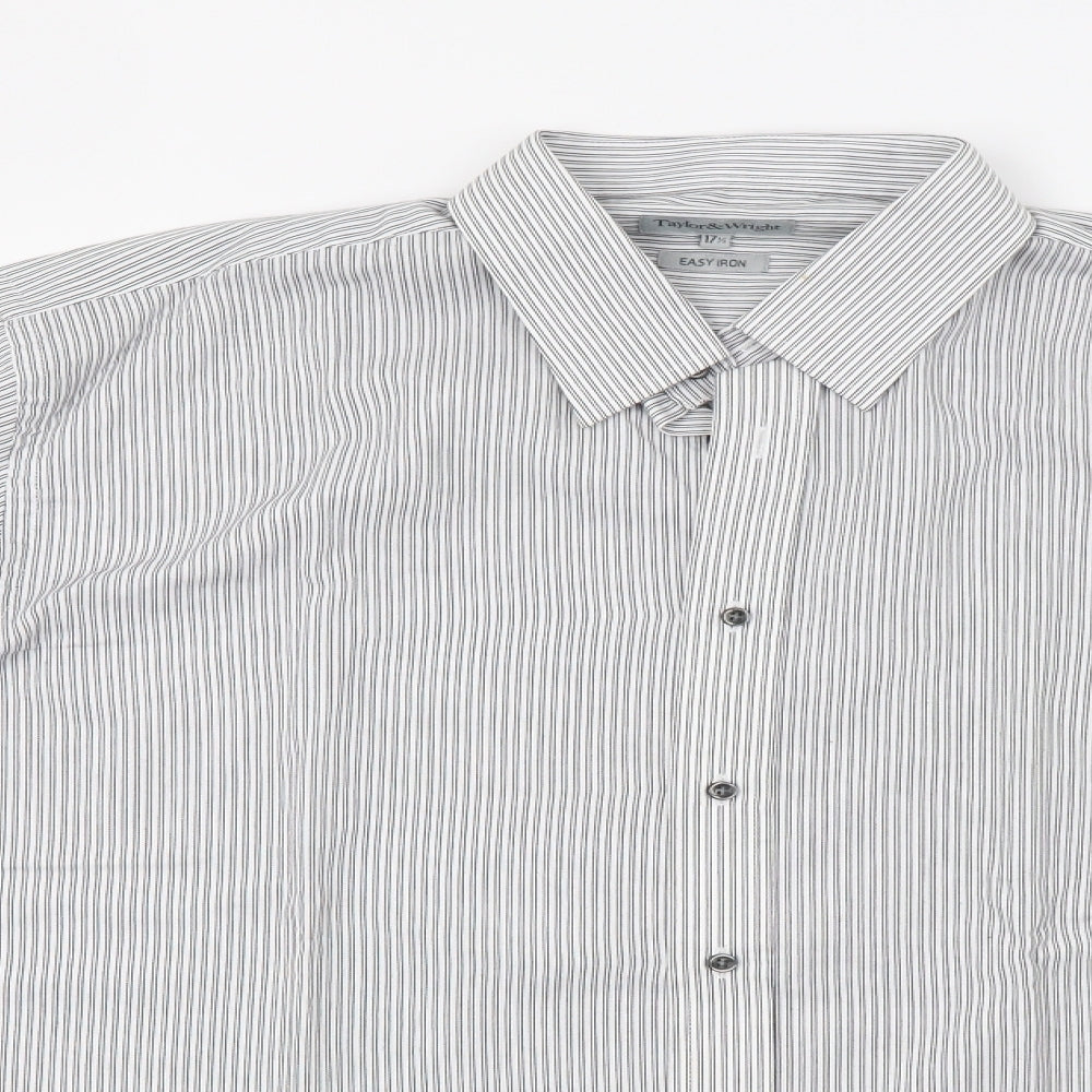 Taylor & Wright Mens Grey Striped   Dress Shirt Size 17.5