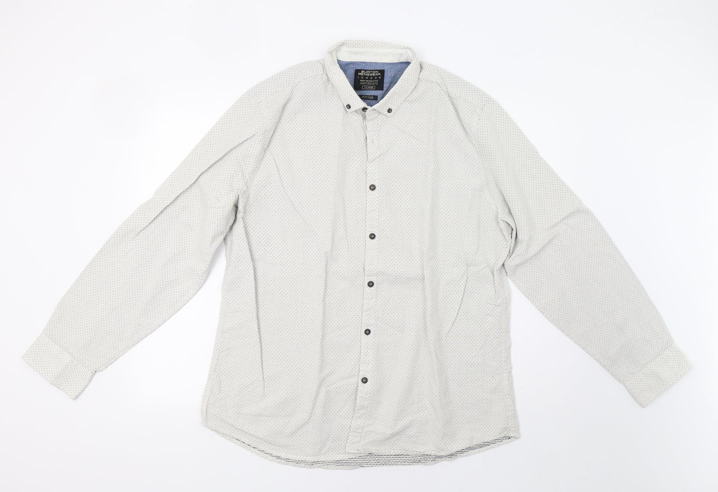 Burton Mens Grey Polka Dot   Button-Up Size XL