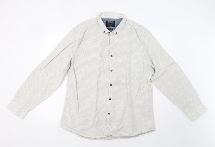 Burton Mens Grey Polka Dot   Button-Up Size XL