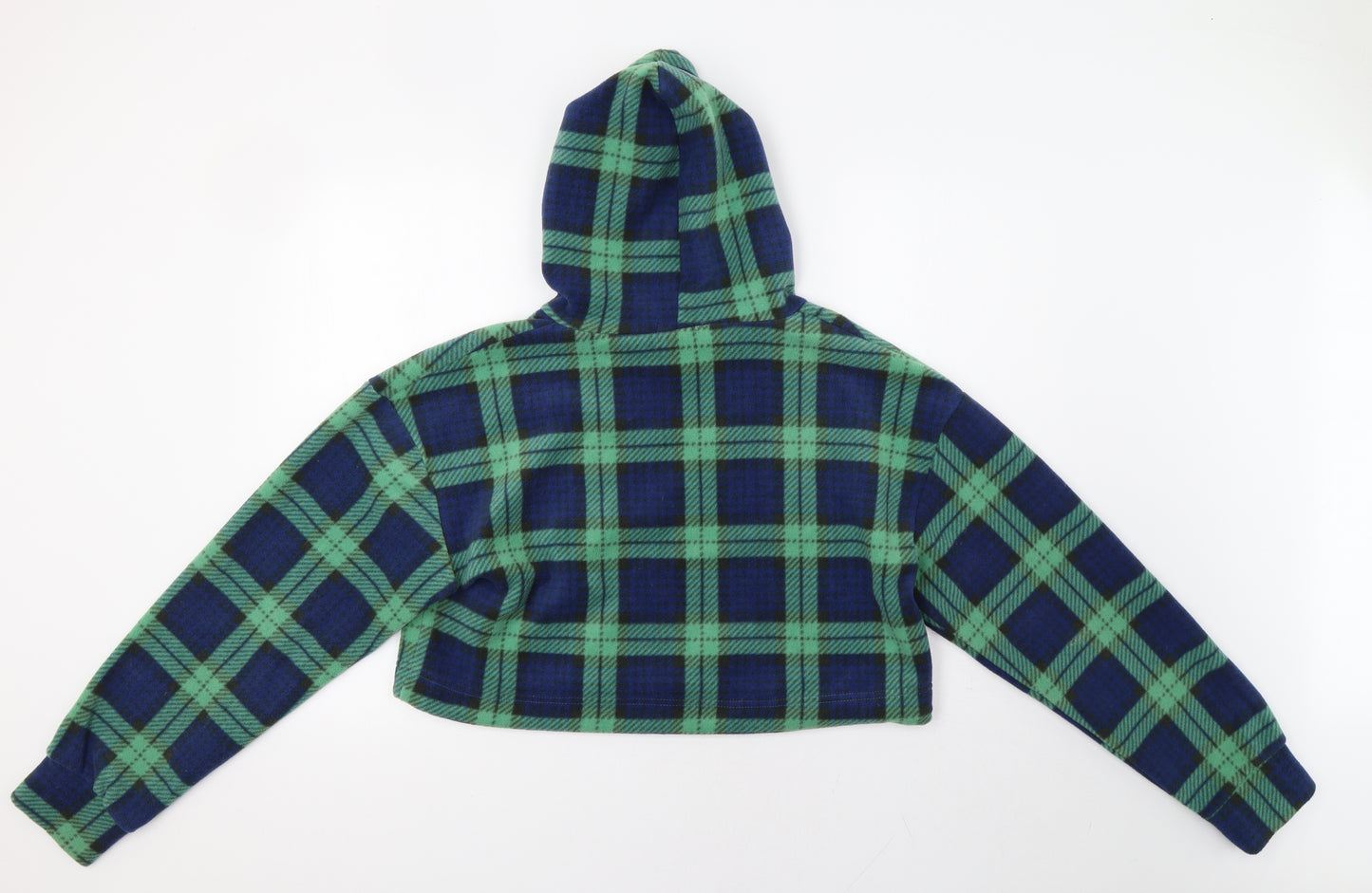 I SAW IT FIRST Womens Green Check  Pullover Hoodie Size 8
