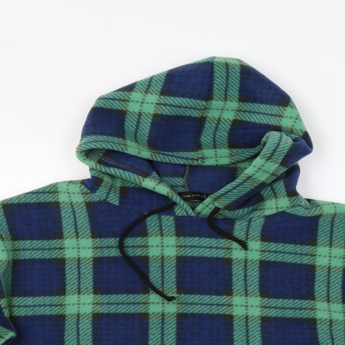 I SAW IT FIRST Womens Green Check  Pullover Hoodie Size 8