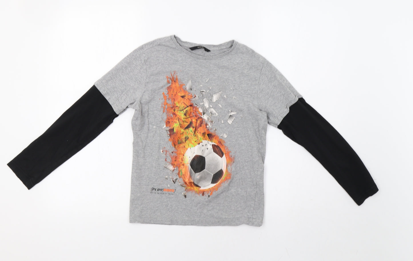 George Boys Grey   Basic T-Shirt Size 9-10 Years  - Football