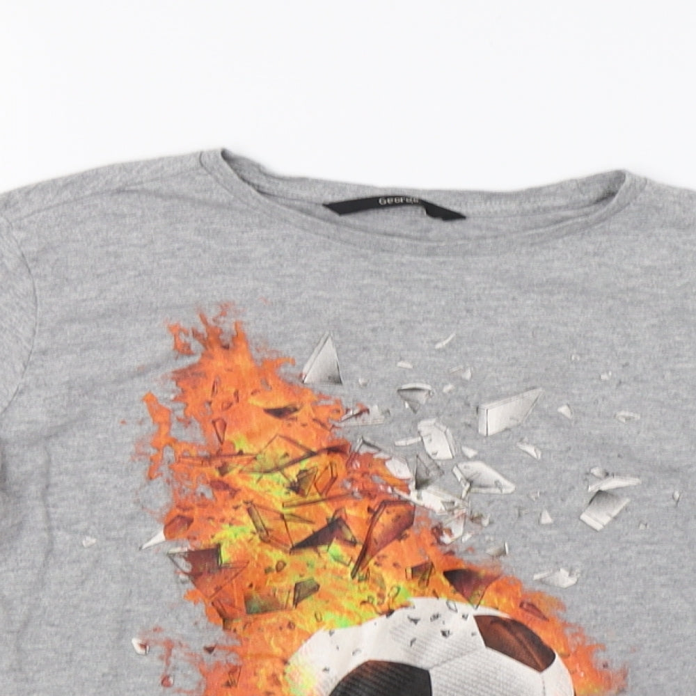 George Boys Grey   Basic T-Shirt Size 9-10 Years  - Football