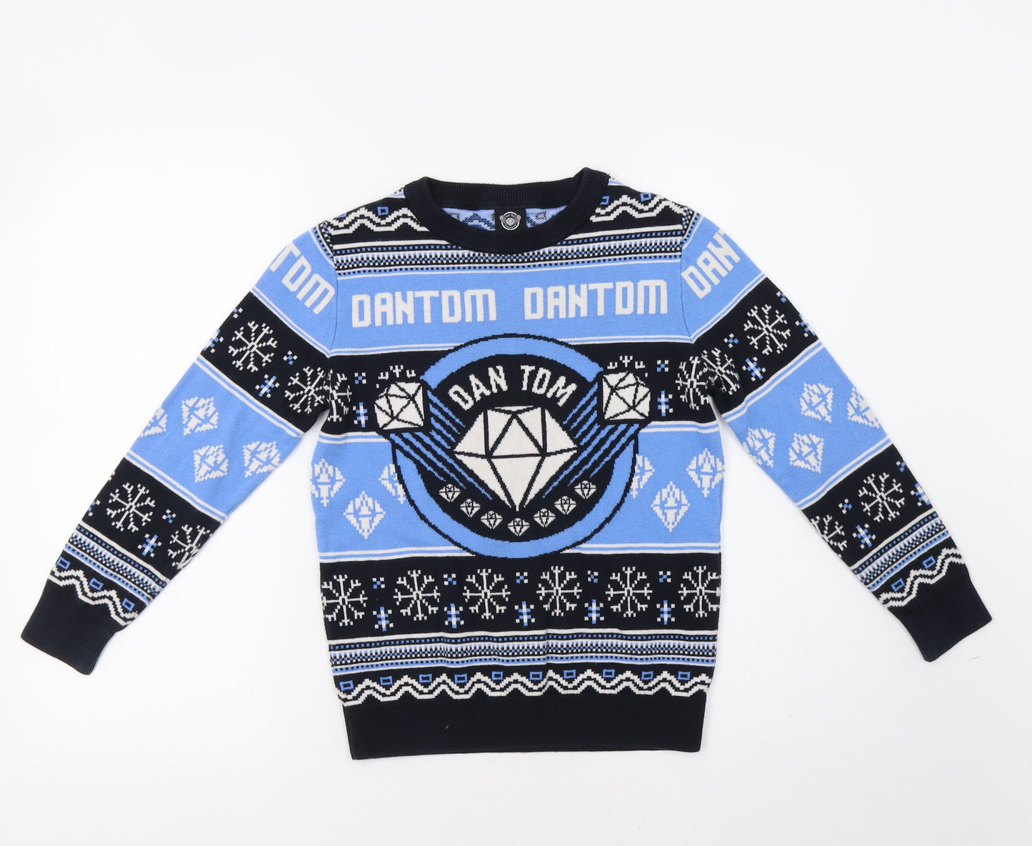 George Boys Blue Fair Isle  Pullover Jumper Size 9-10 Years  - Dan Tom