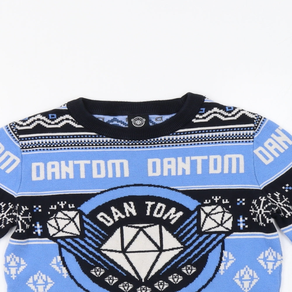 George Boys Blue Fair Isle  Pullover Jumper Size 9-10 Years  - Dan Tom