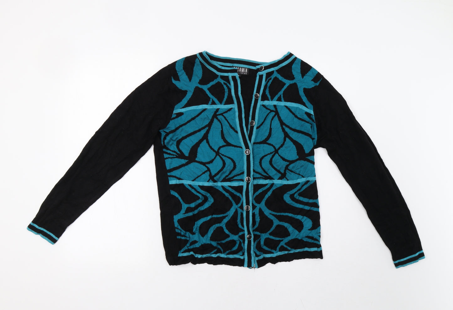 Casamis Womens Black Geometric  Cardigan Jumper Size M