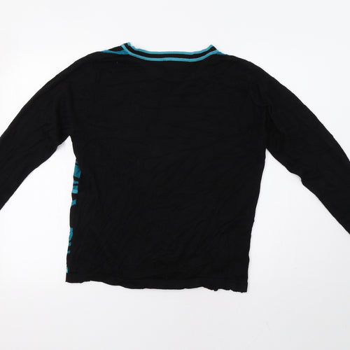 Casamis Womens Black Geometric  Cardigan Jumper Size M