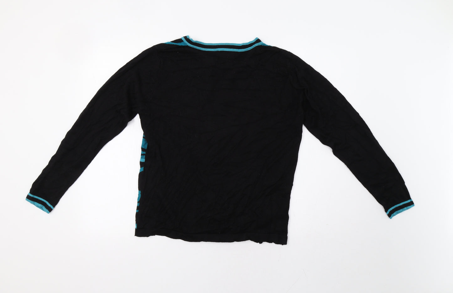 Casamis Womens Black Geometric  Cardigan Jumper Size M