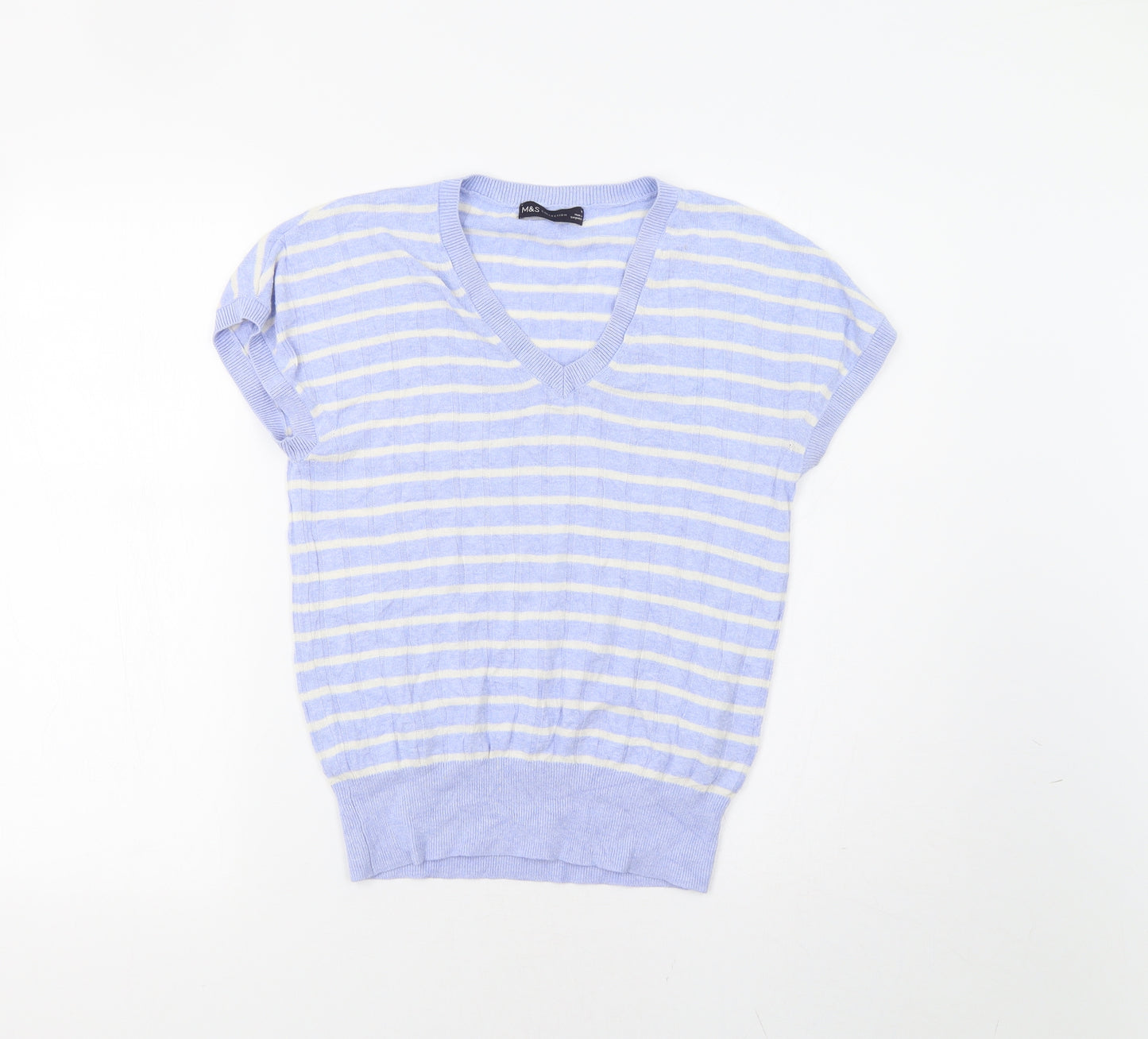 M&&S Womens Blue Striped  Pullover Jumper Size M