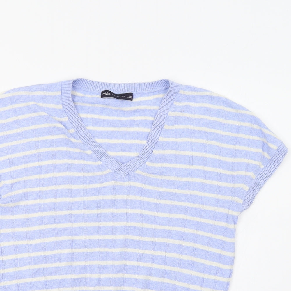 M&&S Womens Blue Striped  Pullover Jumper Size M