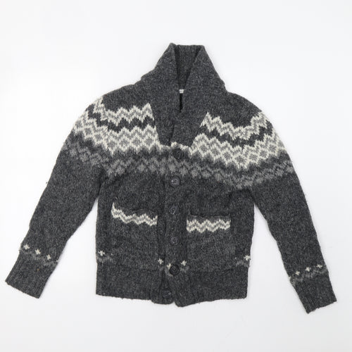 Primark Womens Grey Fair Isle  Cardigan Jumper Size M