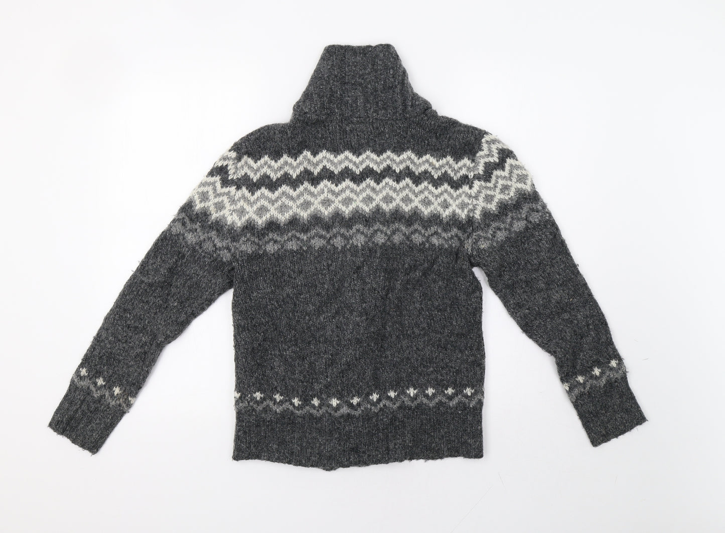 Primark Womens Grey Fair Isle  Cardigan Jumper Size M