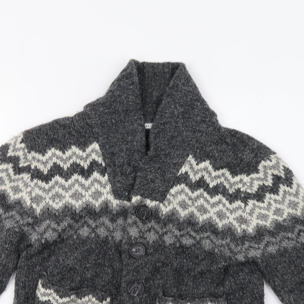 Primark Womens Grey Fair Isle  Cardigan Jumper Size M