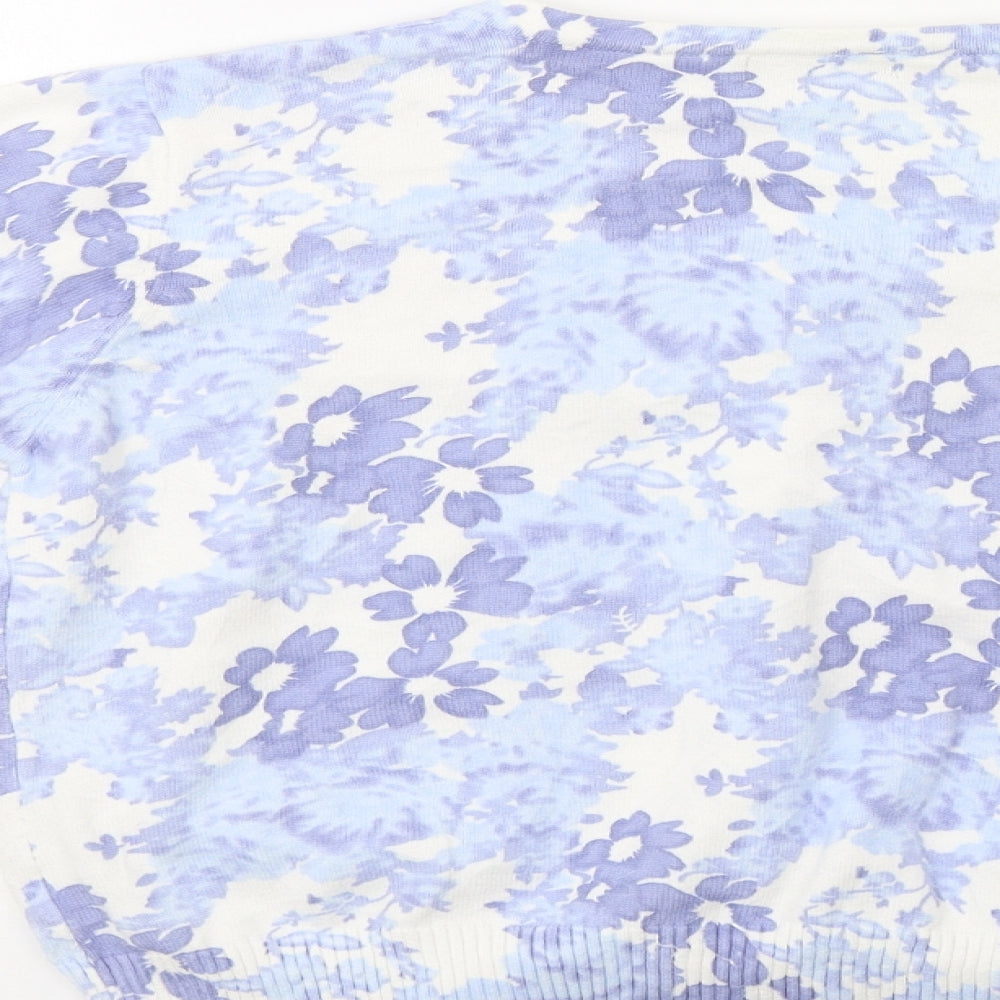TU Womens Blue Floral  Cardigan Jumper Size 16