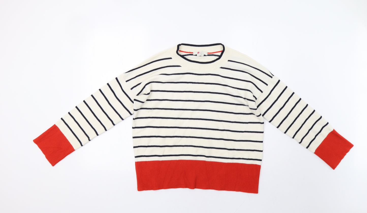 Boden Womens White Striped  Pullover Jumper Size M