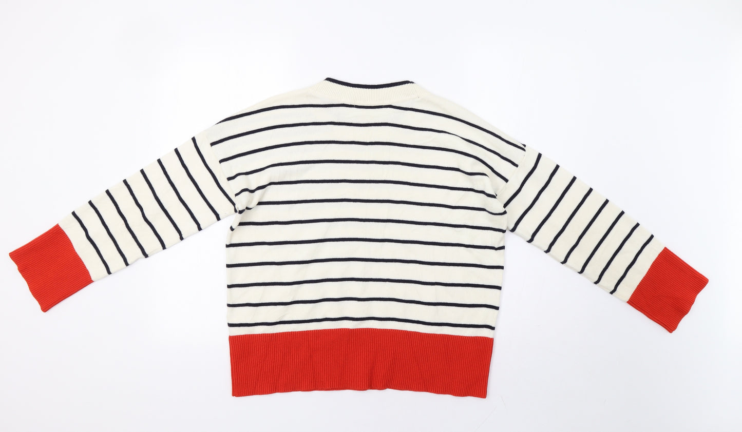 Boden Womens White Striped  Pullover Jumper Size M