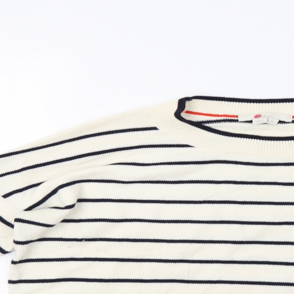 Boden Womens White Striped  Pullover Jumper Size M