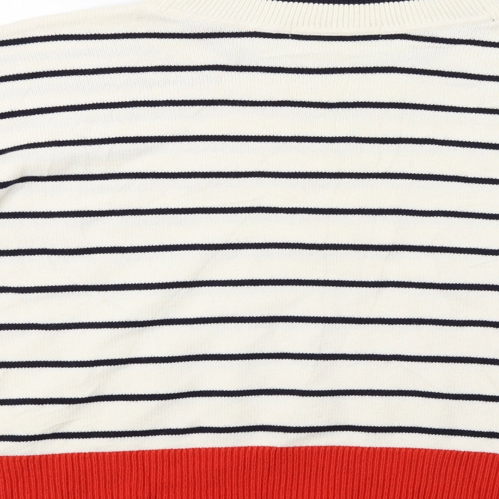 Boden Womens White Striped  Pullover Jumper Size M