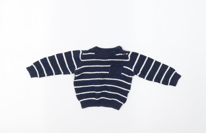 F&F Baby Blue Striped Pullover Jumper Size 3-6 Months