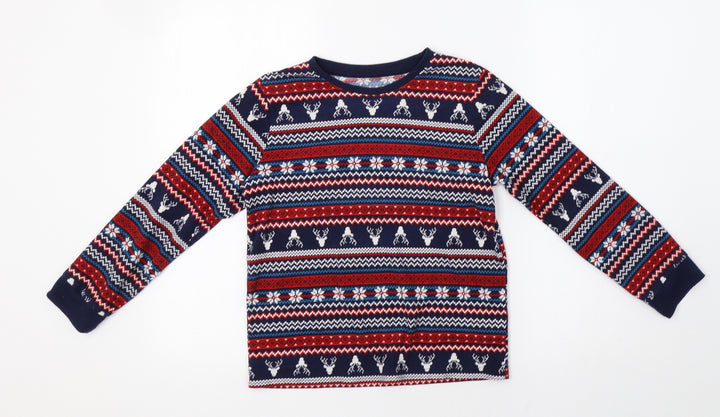 F&F Girls Red Fair Isle  Top Pyjama Top Size 9-10 Years
