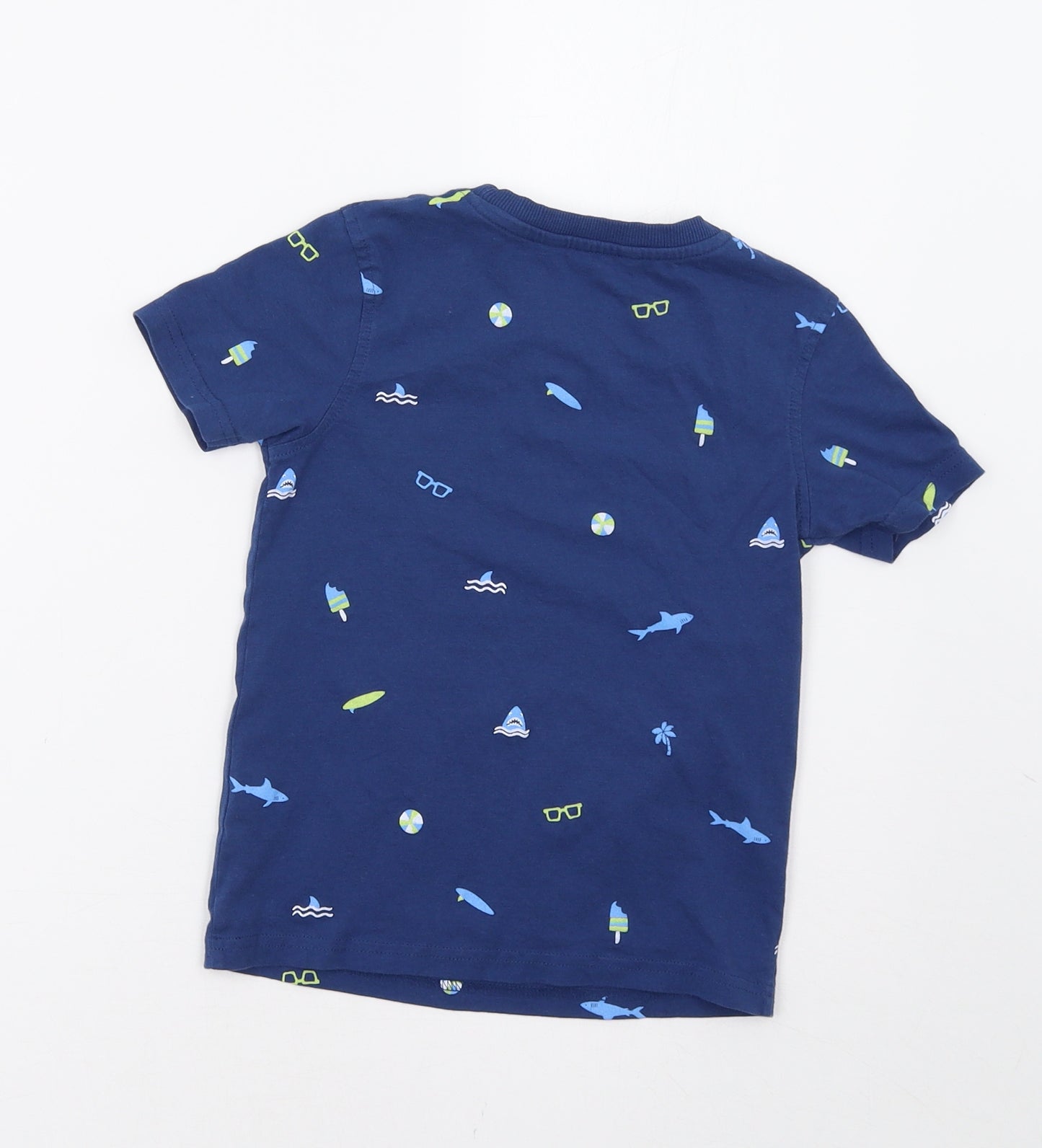George Boys Blue   Basic T-Shirt Size 4-5 Years  - Shark Print