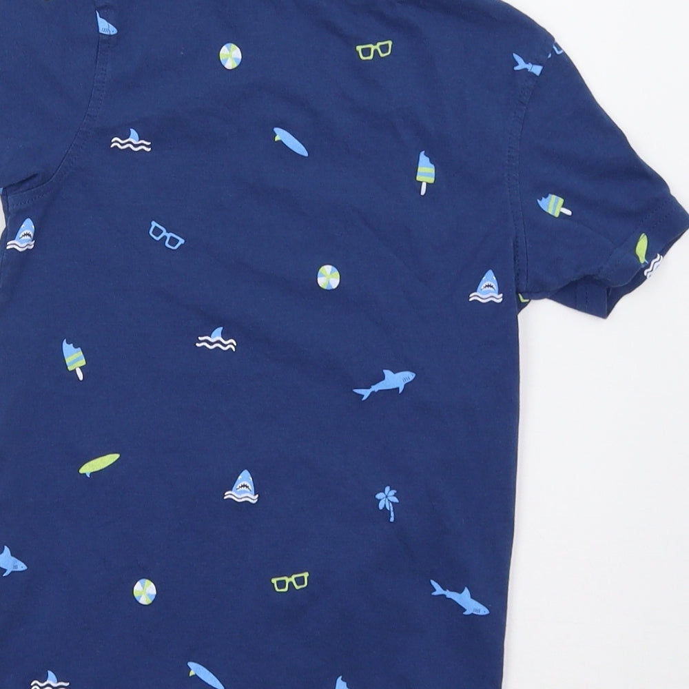 George Boys Blue   Basic T-Shirt Size 4-5 Years  - Shark Print