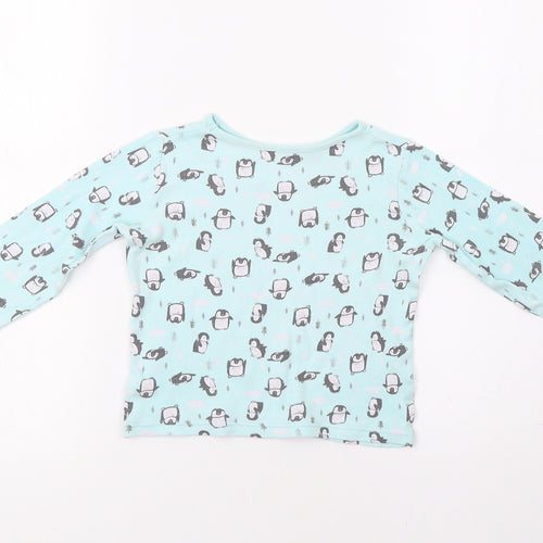 George Girls Blue   Top Pyjama Top Size 3-4 Years  - Penguin Print