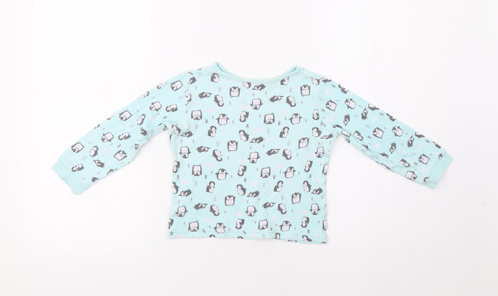 George Girls Blue Top Pyjama Top Size 3-4 Years - Penguin Print