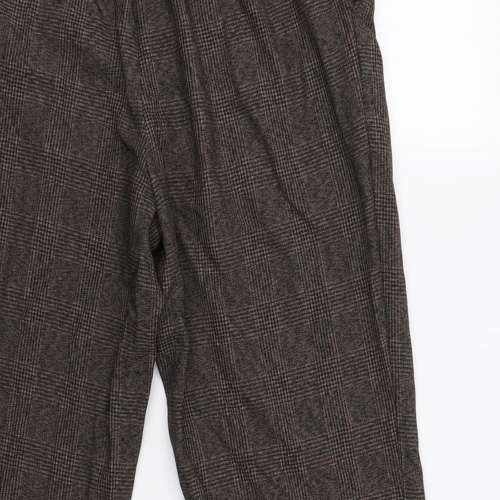 M&S Womens Brown Check  Trousers  Size 14 L26 in