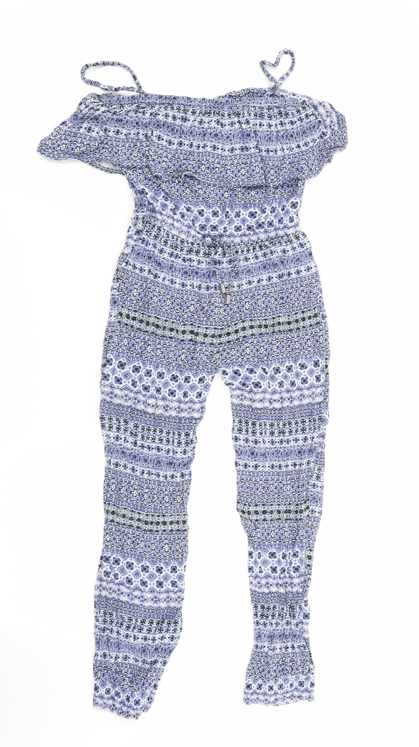 Young Dimension Girls Blue Floral  Jumpsuit One-Piece Size 8-9 Years