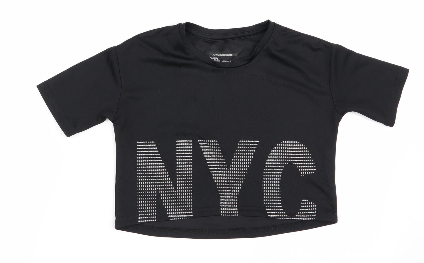 Young Dimension Girls Black   Basic T-Shirt Size 8-9 Years  - NYC