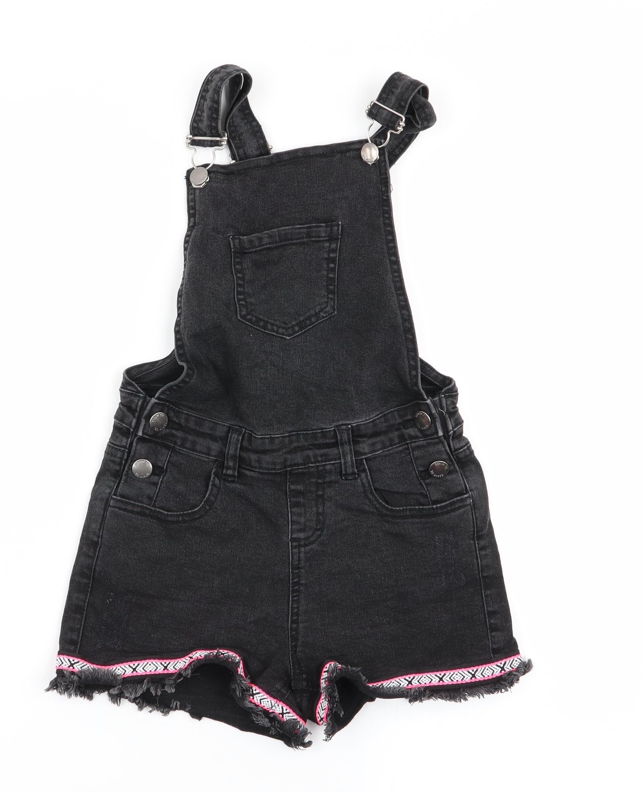 Denim Co Girls Black   Dungaree One-Piece Size 8-9 Years  - Dungaree Shorts