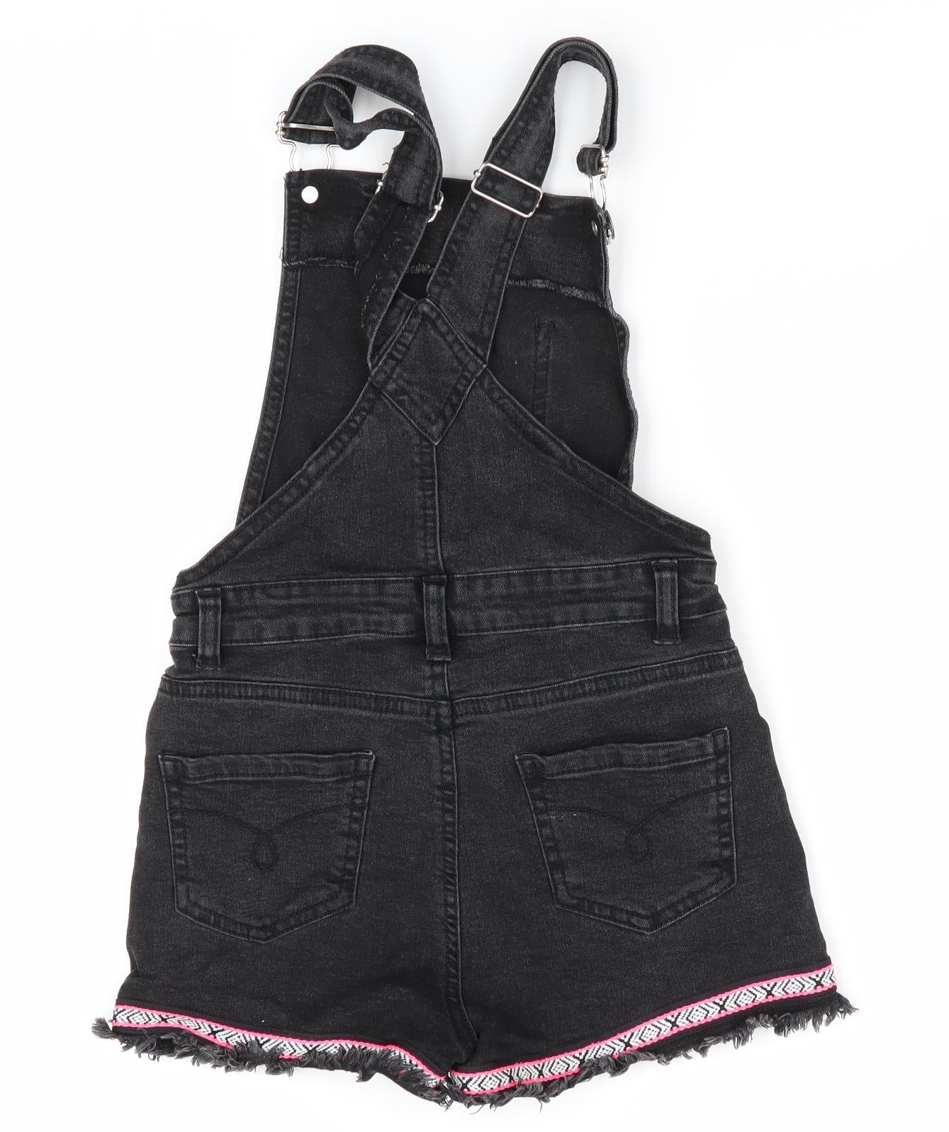 Denim Co Girls Black   Dungaree One-Piece Size 8-9 Years  - Dungaree Shorts