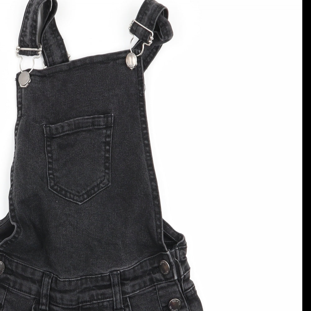 Denim Co Girls Black   Dungaree One-Piece Size 8-9 Years  - Dungaree Shorts