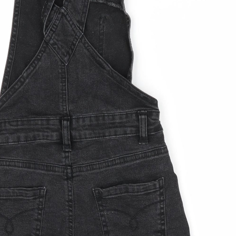 Denim Co Girls Black   Dungaree One-Piece Size 8-9 Years  - Dungaree Shorts