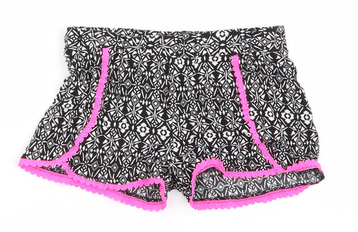 Primark Girls Black Floral  Paperbag Shorts Size 8-9 Years