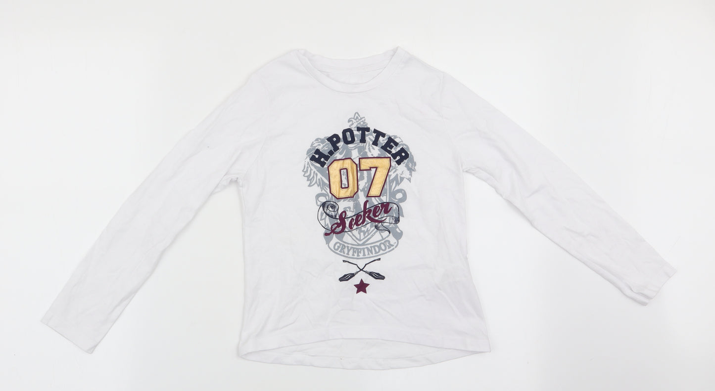 Harry Potter Girls White   Basic Casual Size 8-9 Years  - H Potter 07 Seeker
