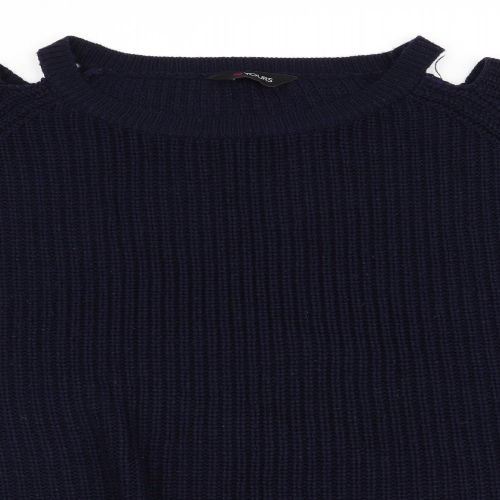Love Yours Womens Blue   Pullover Jumper Size 26  - Cut out shoulders