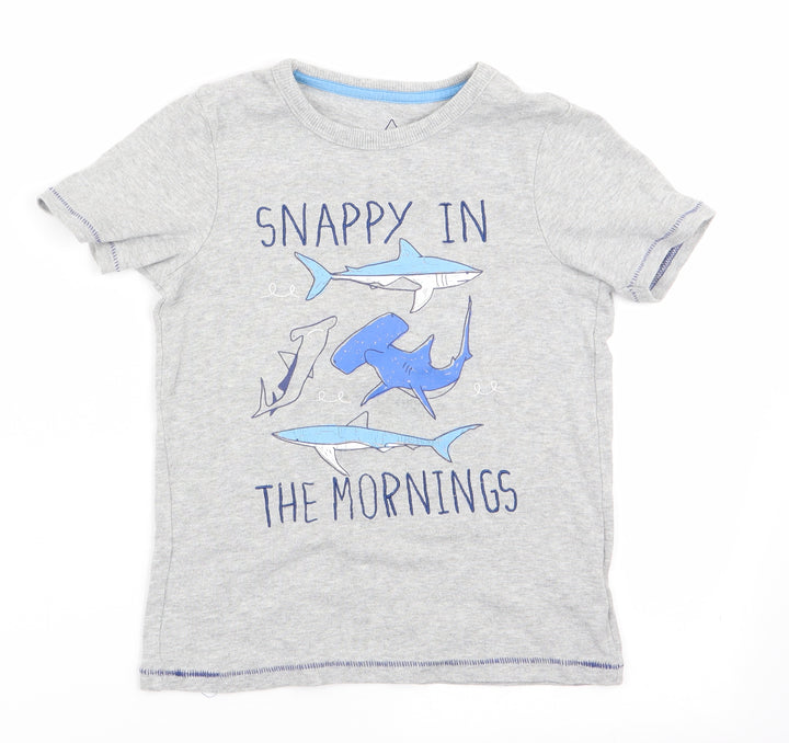 Mothercare Boys Grey Animal Print Pyjama Top Size 6-7 Years - Snappy in the Mornings