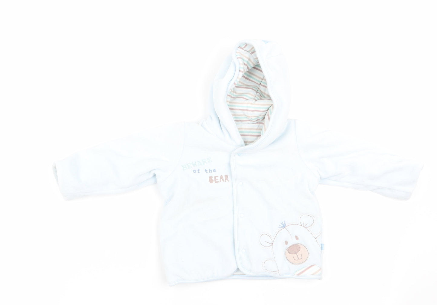 Marks and Spencer Boys Blue Animal Print  Basic Coat Coat Size 3-6 Months  - Beware of the Bear